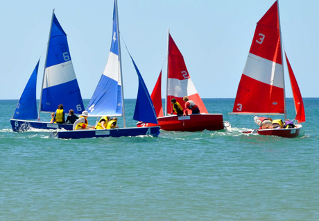 fleet of Pacers yachts sailing off Wynyard